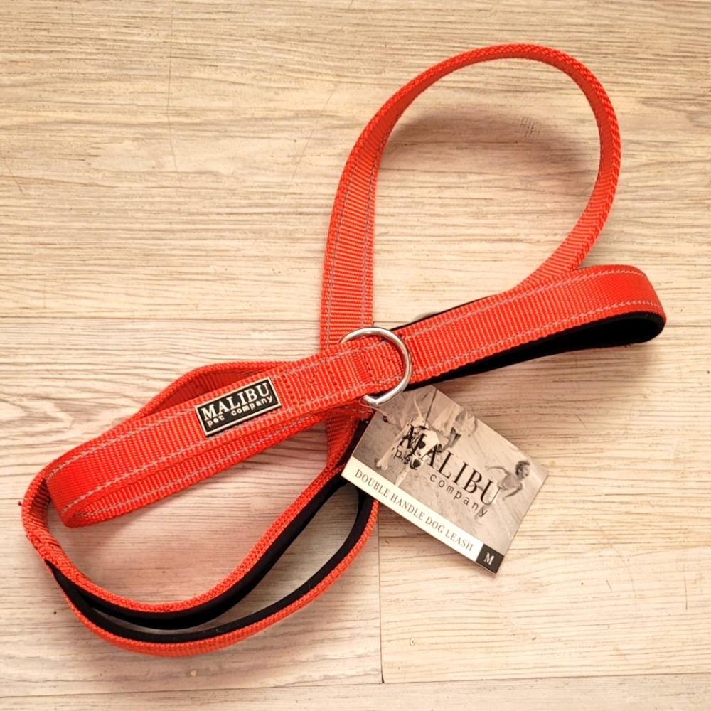 Malibu Double-handle Red and Black Dog Leash